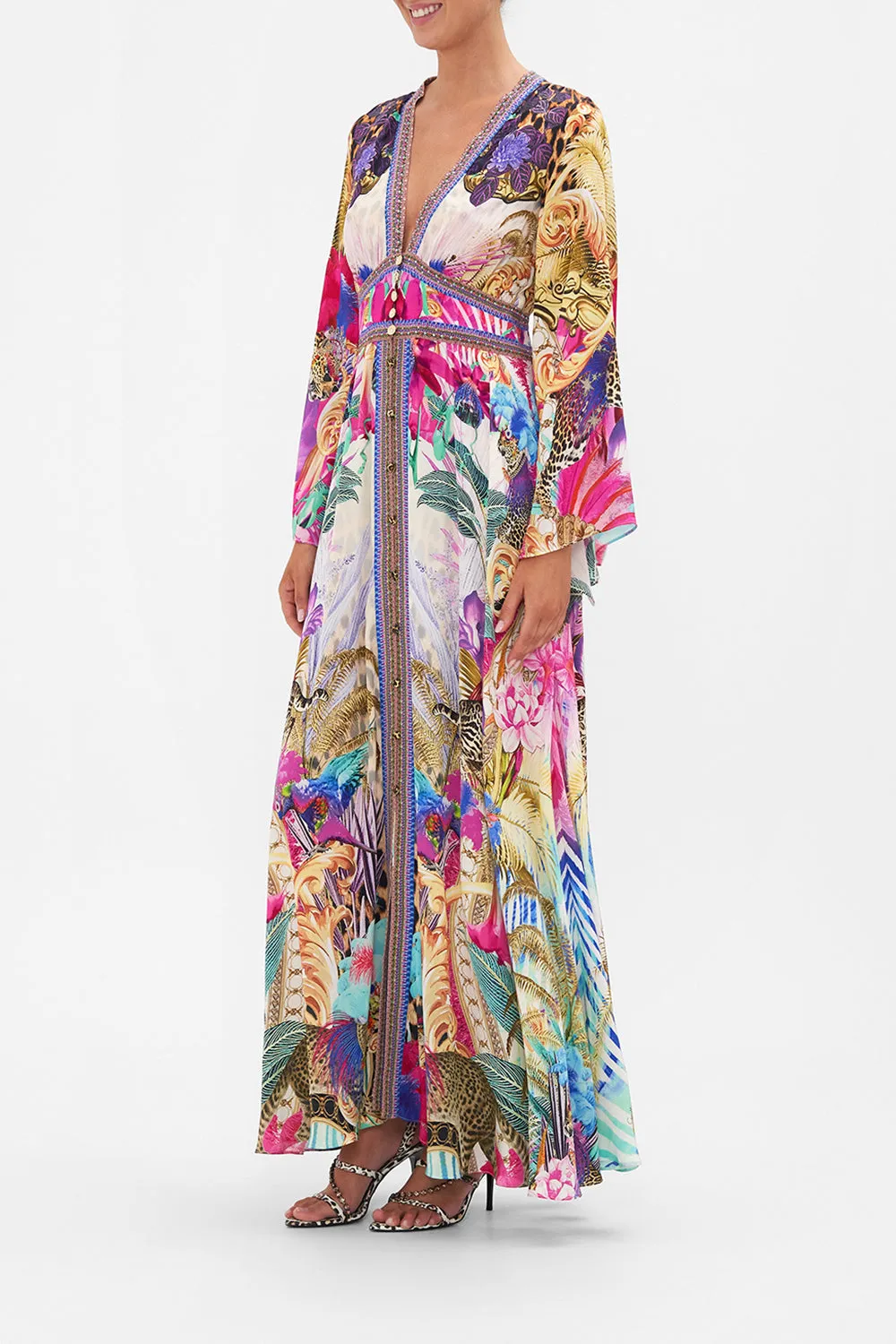 KIMONO SLEEVE DRESS WITH SHIRRING DETAIL MERRY GO ROUND