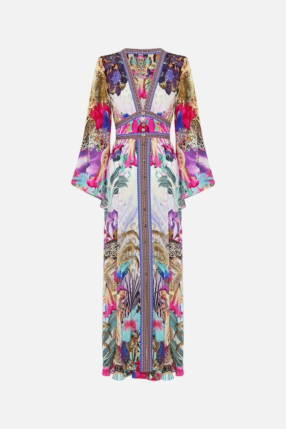 KIMONO SLEEVE DRESS WITH SHIRRING DETAIL MERRY GO ROUND