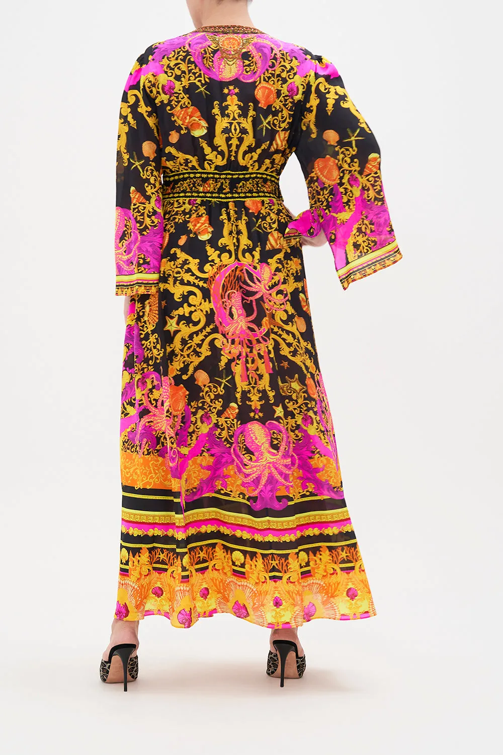 KIMONO SLEEVE DRESS WITH SHIRRING DETAIL OCTOPIA