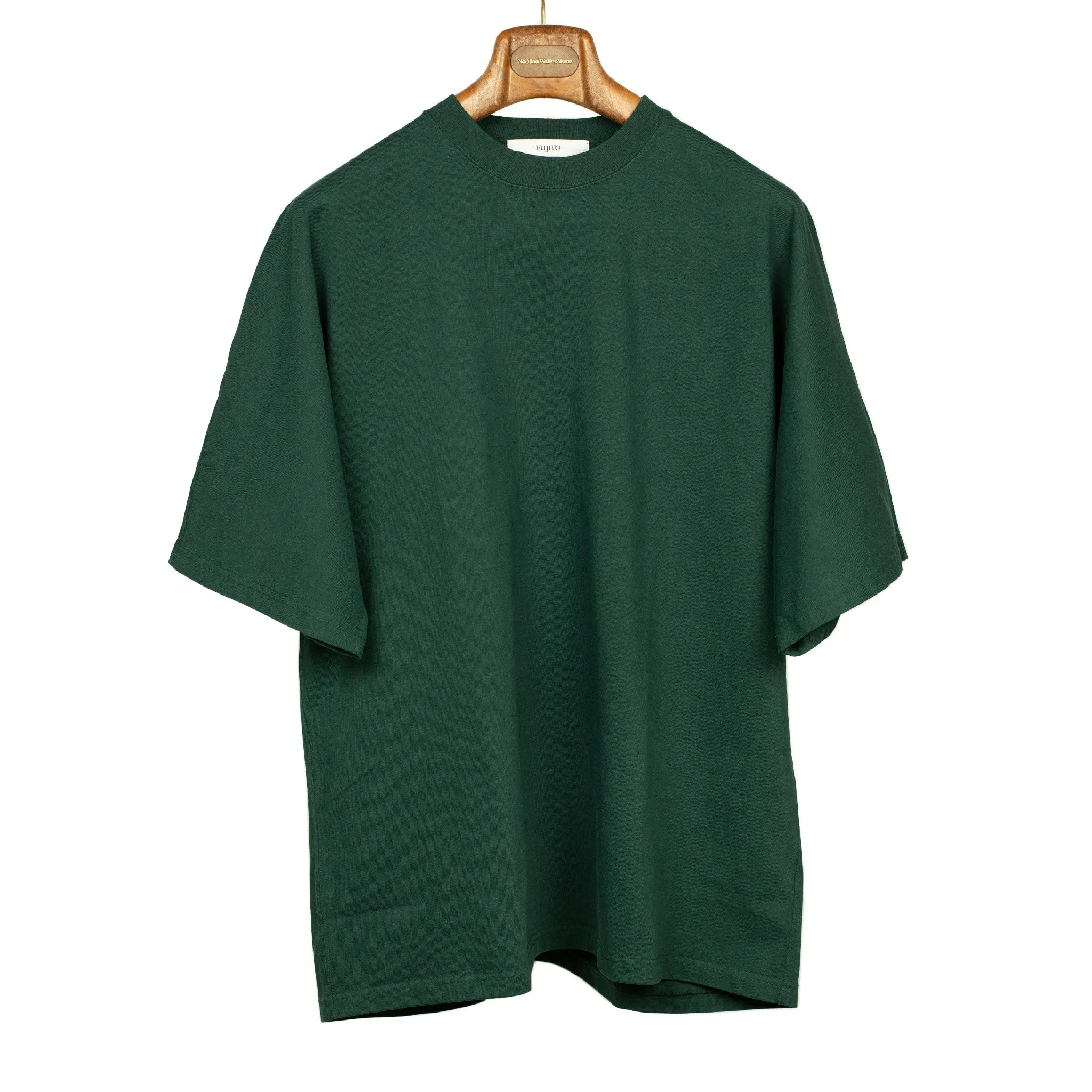 Kimono sleeve t-shirt in dark green cotton
