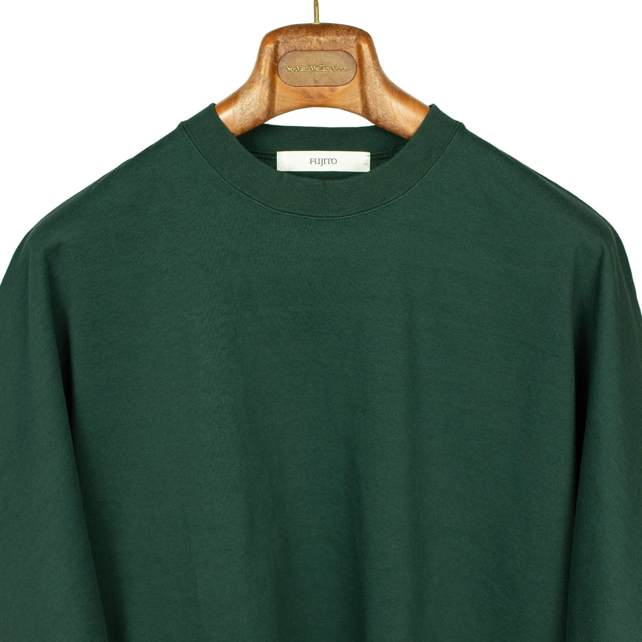 Kimono sleeve t-shirt in dark green cotton