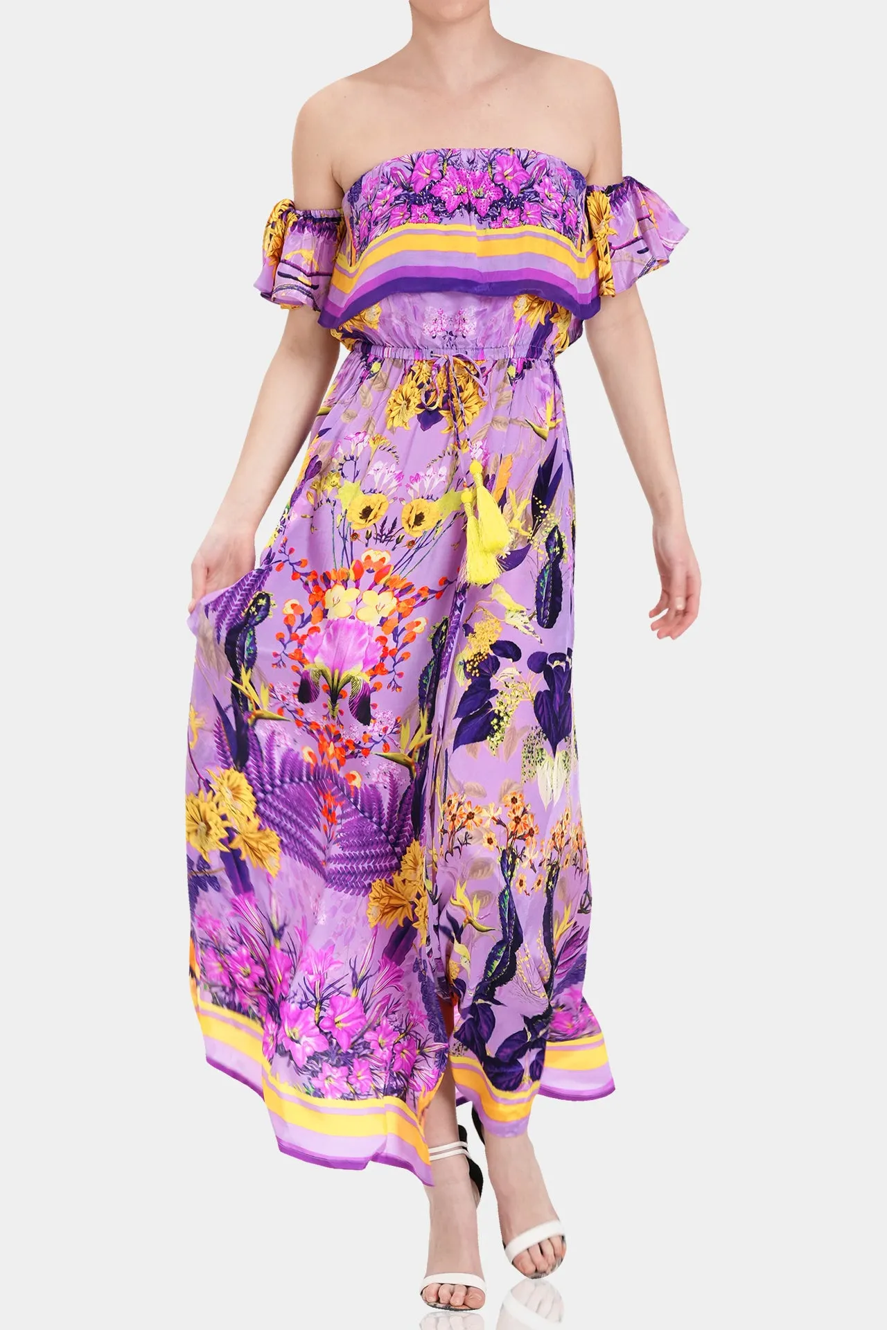 Lavender Off The Shoulder Maxi Dress