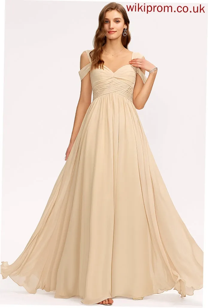Length Floor-Length V-neck A-Line Fabric Silhouette Neckline ColdShoulder Pleated Embellishment Marlee Bridesmaid Dresses