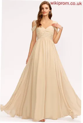Length Floor-Length V-neck A-Line Fabric Silhouette Neckline ColdShoulder Pleated Embellishment Marlee Bridesmaid Dresses