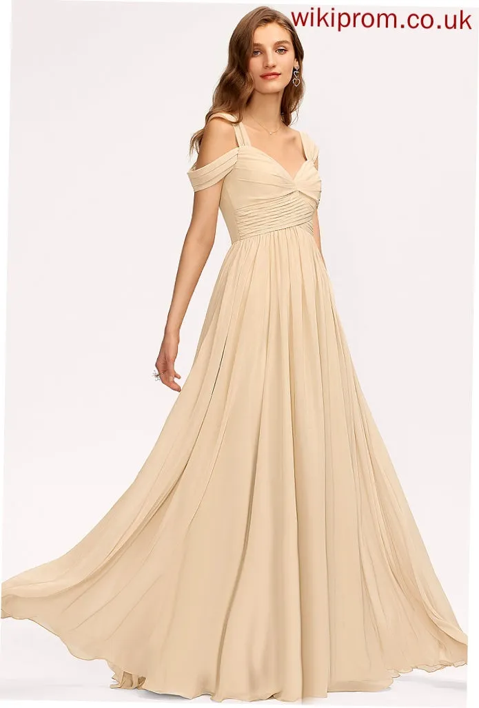 Length Floor-Length V-neck A-Line Fabric Silhouette Neckline ColdShoulder Pleated Embellishment Marlee Bridesmaid Dresses