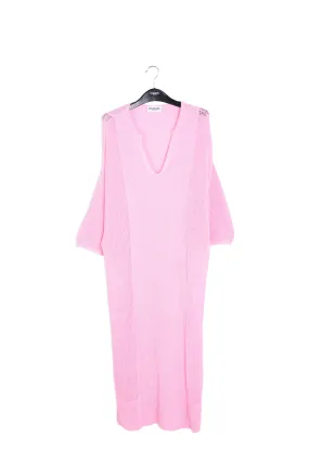 Light pink loose-fit knit kaftan dress