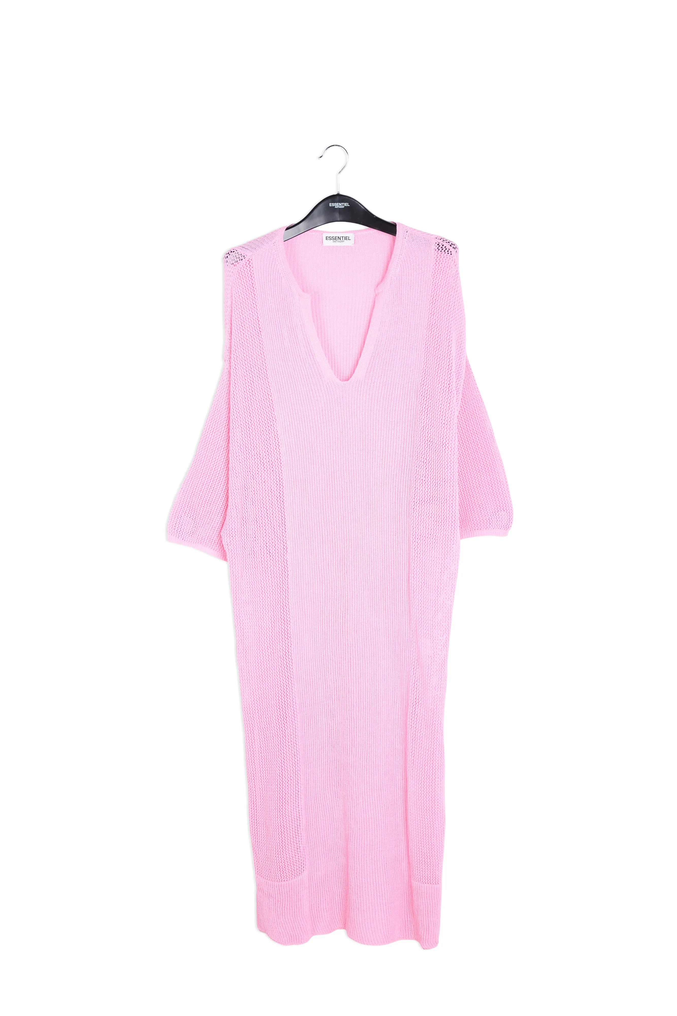 Light pink loose-fit knit kaftan dress