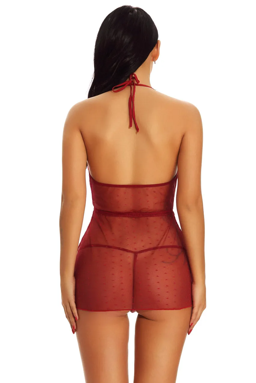 Low Cut French Dot Babydoll