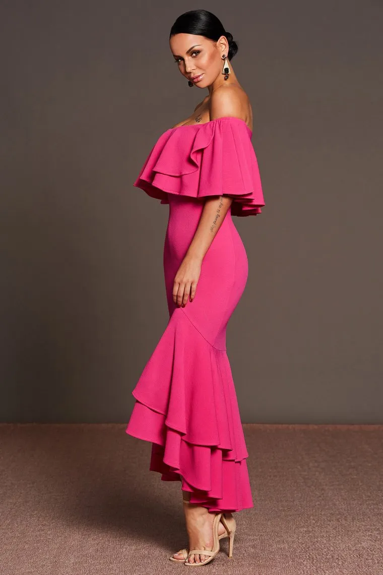 Mermaid Boat Neck Polyester Prom Dresses Asymmetrical