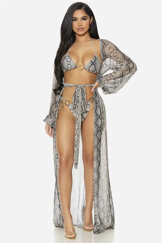 Multicolor Paisley Long Sleeve Kimono Cover Up