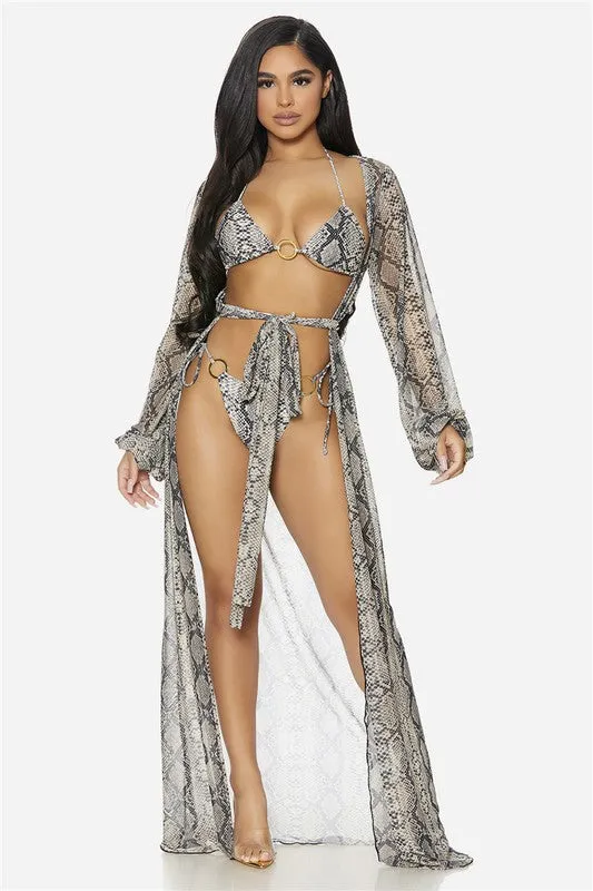 Multicolor Paisley Long Sleeve Kimono Cover Up