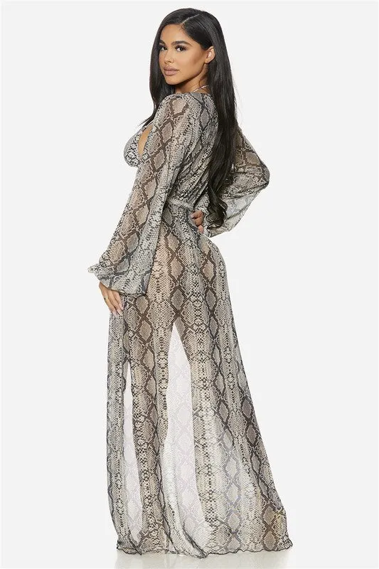 Multicolor Paisley Long Sleeve Kimono Cover Up