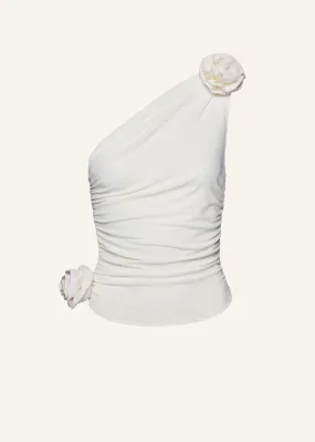 One shoulder tshirt in cream
