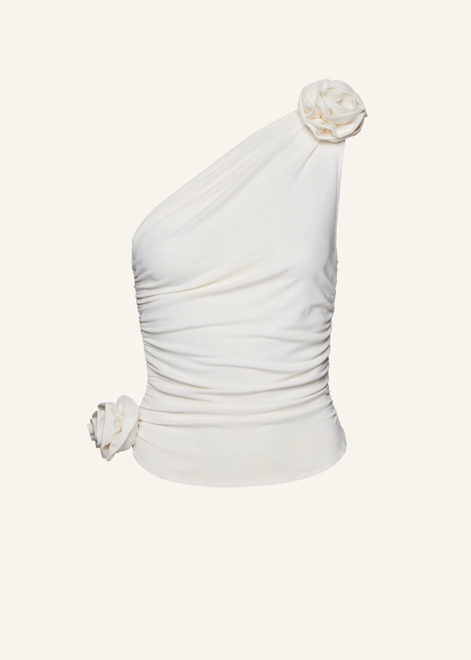 One shoulder tshirt in cream