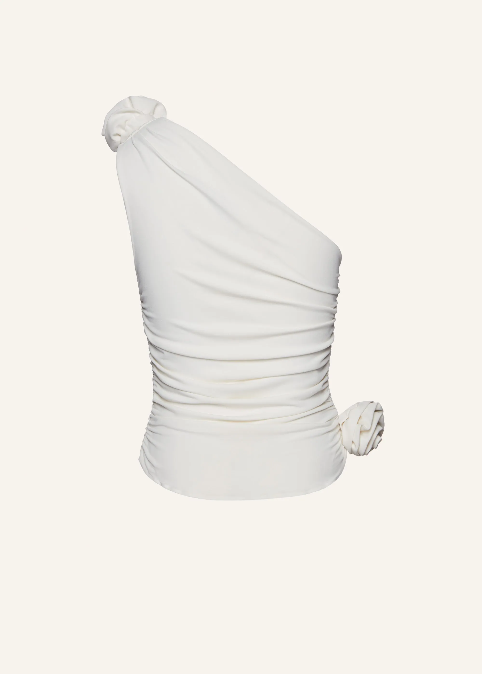 One shoulder tshirt in cream