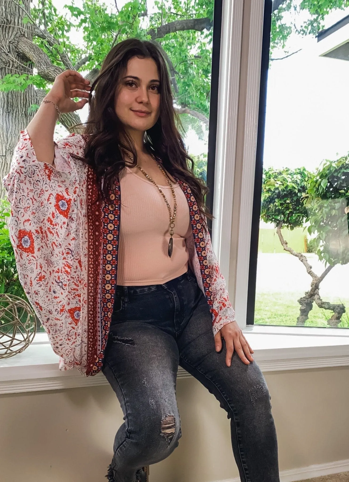 Pacific Coast Mixed Print Bohemian Kimono