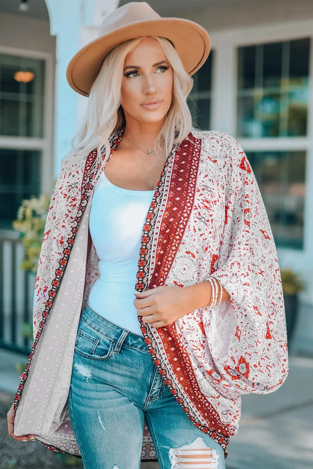 Pacific Coast Mixed Print Bohemian Kimono