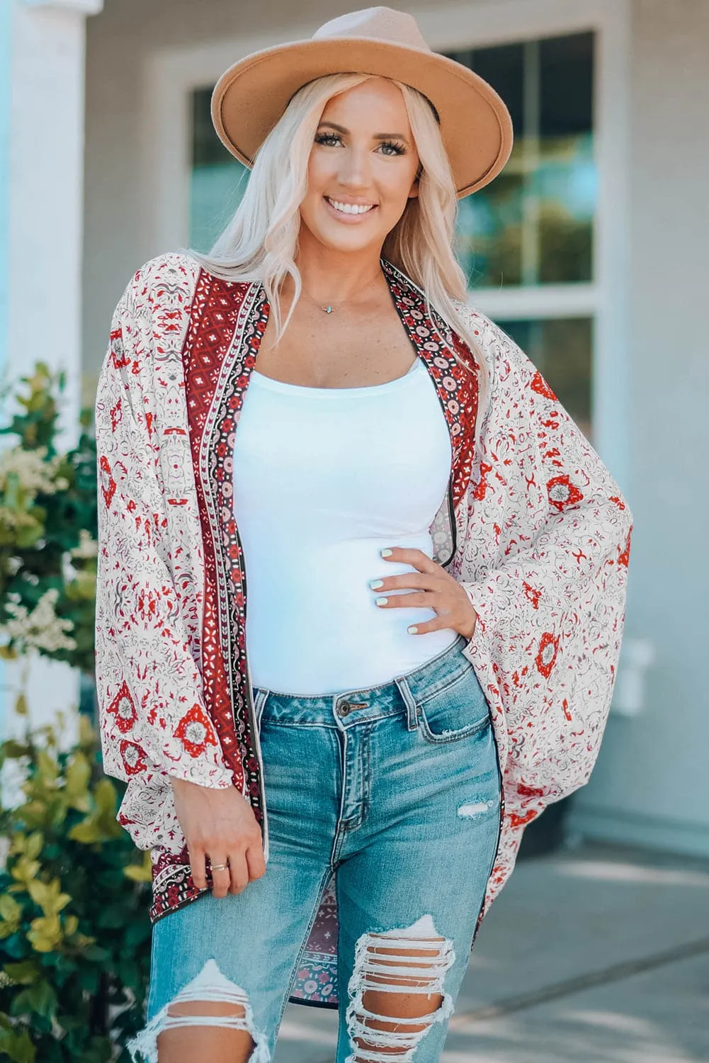 Pacific Coast Mixed Print Bohemian Kimono