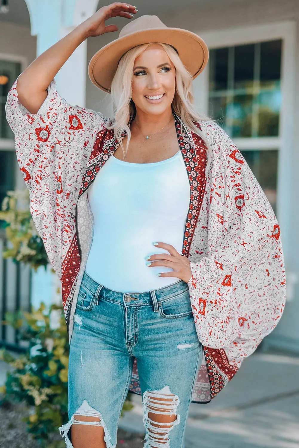Pacific Coast Mixed Print Bohemian Kimono