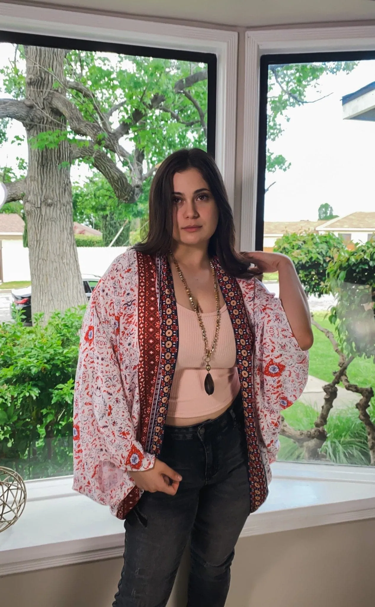 Pacific Coast Mixed Print Bohemian Kimono