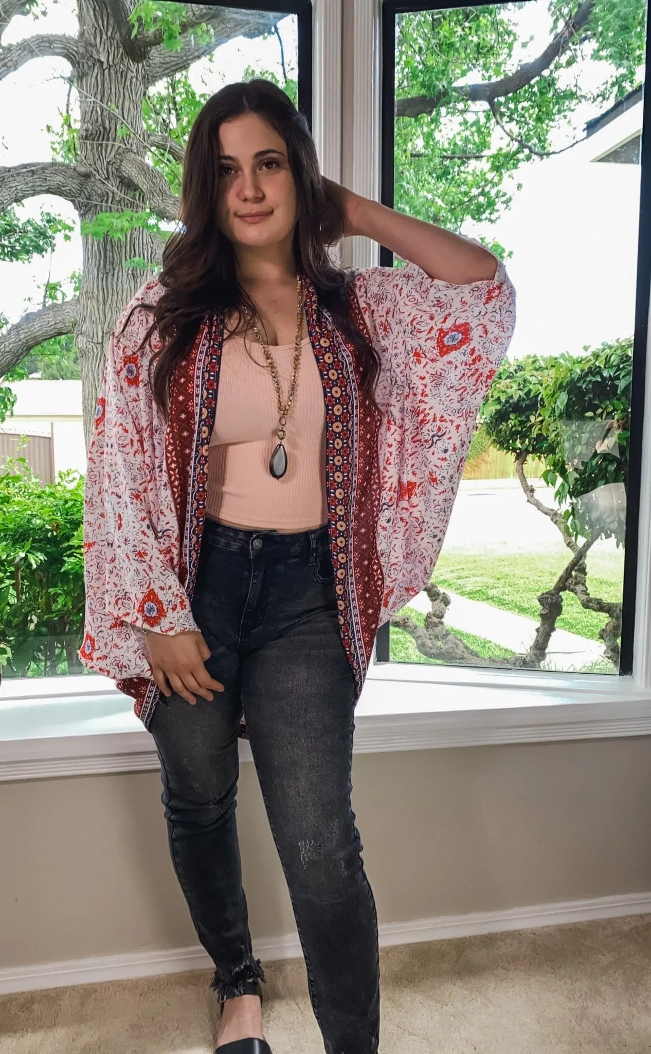 Pacific Coast Mixed Print Bohemian Kimono