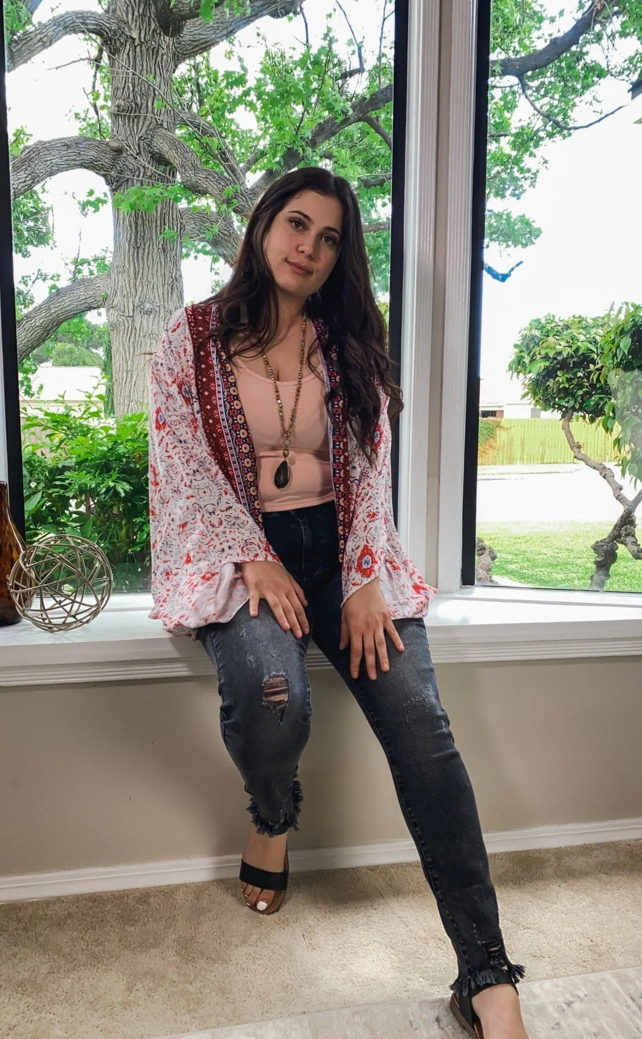 Pacific Coast Mixed Print Bohemian Kimono
