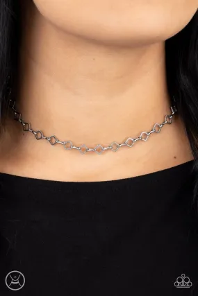 Paparazzi Necklace ~ A-Frame A-Game - Silver