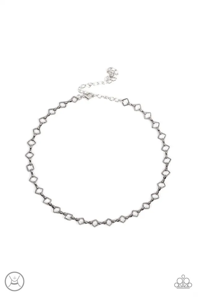 Paparazzi Necklace ~ A-Frame A-Game - Silver