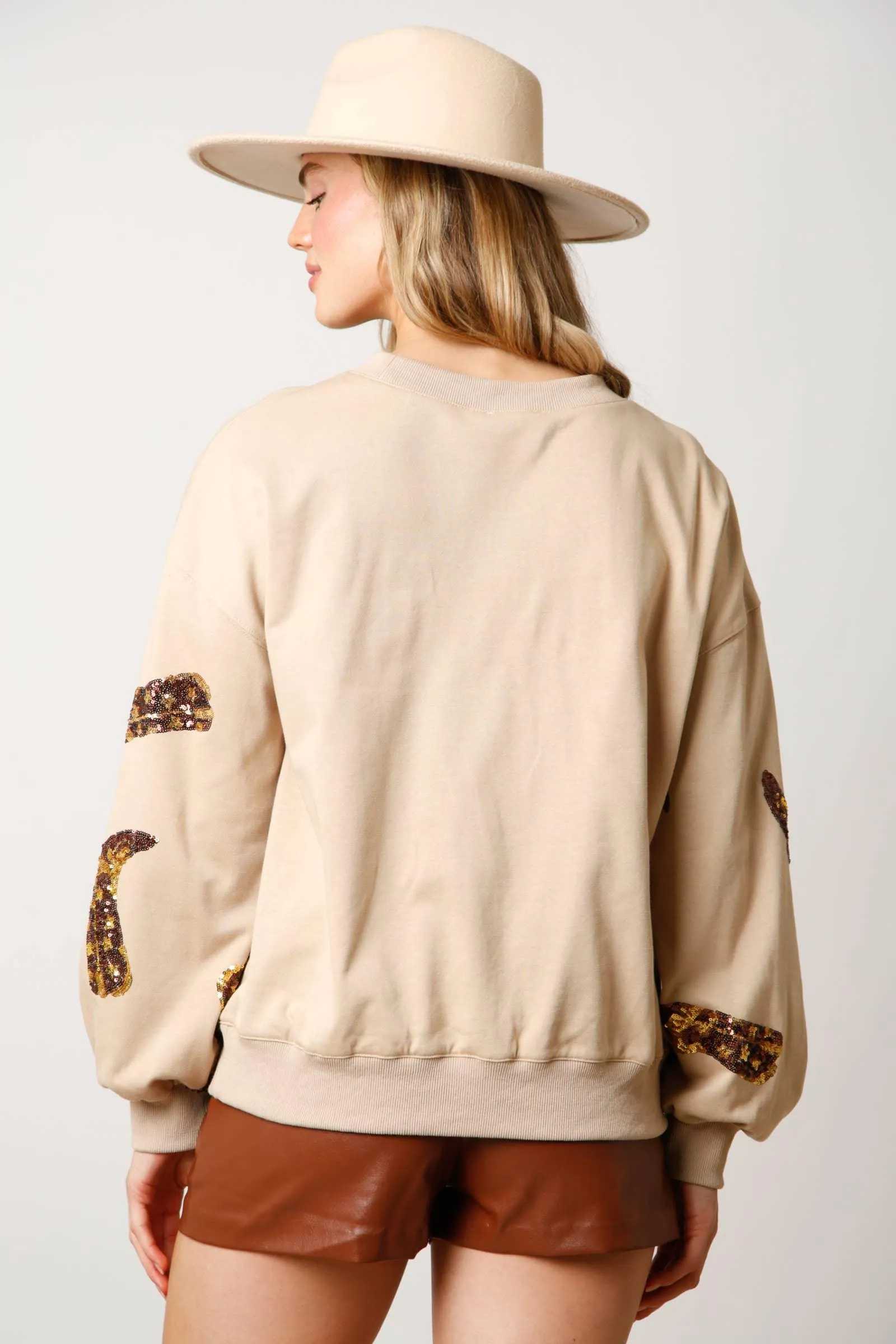 Pink Boots Loose Fit Pullover in Charcoal