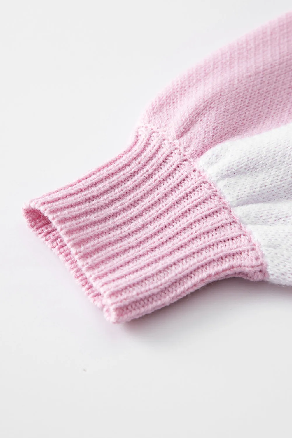 Pink Checkered Trendy Sleeve Sweater