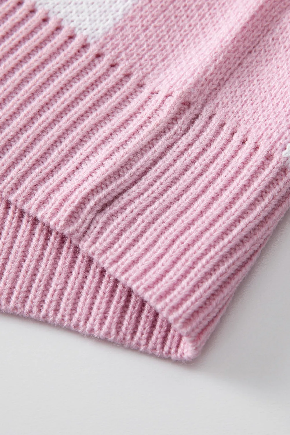 Pink Checkered Trendy Sleeve Sweater