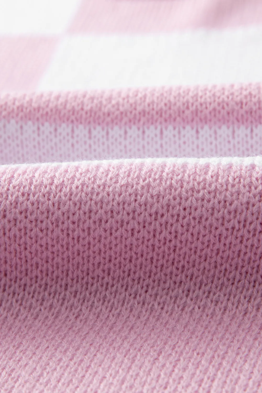 Pink Checkered Trendy Sleeve Sweater