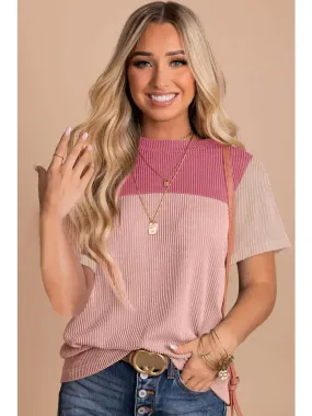 Rib Texture Color Block Tee