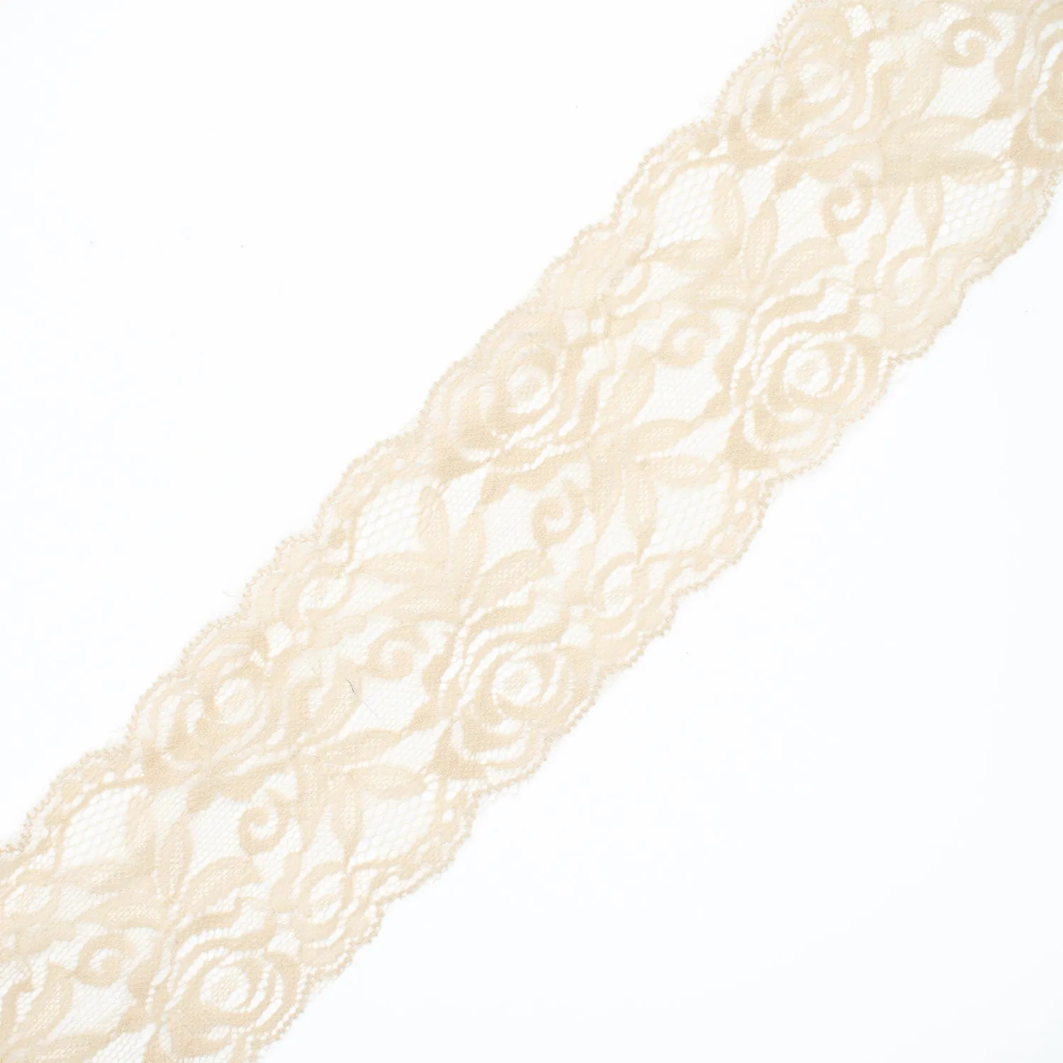 Rose & Leaves Stretch Lace Trim 8CM