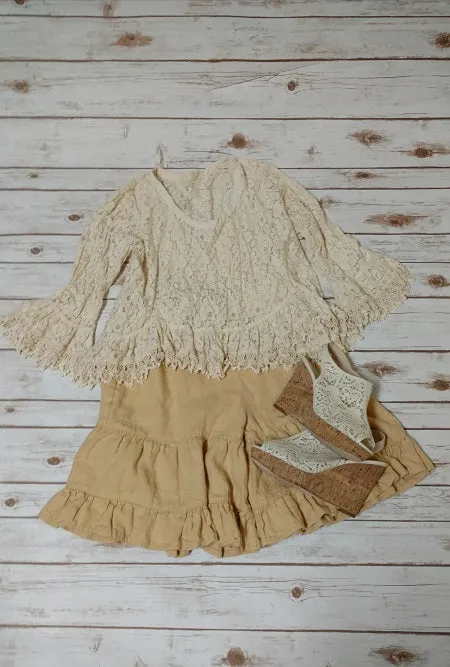 Sophia Over Top Cotton Lace Tea Stain, USA