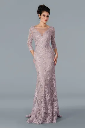 Stella Couture 22354 Long Sleeve Sheer Formal Mother Of Dress Wedding Guest Gown Lace
