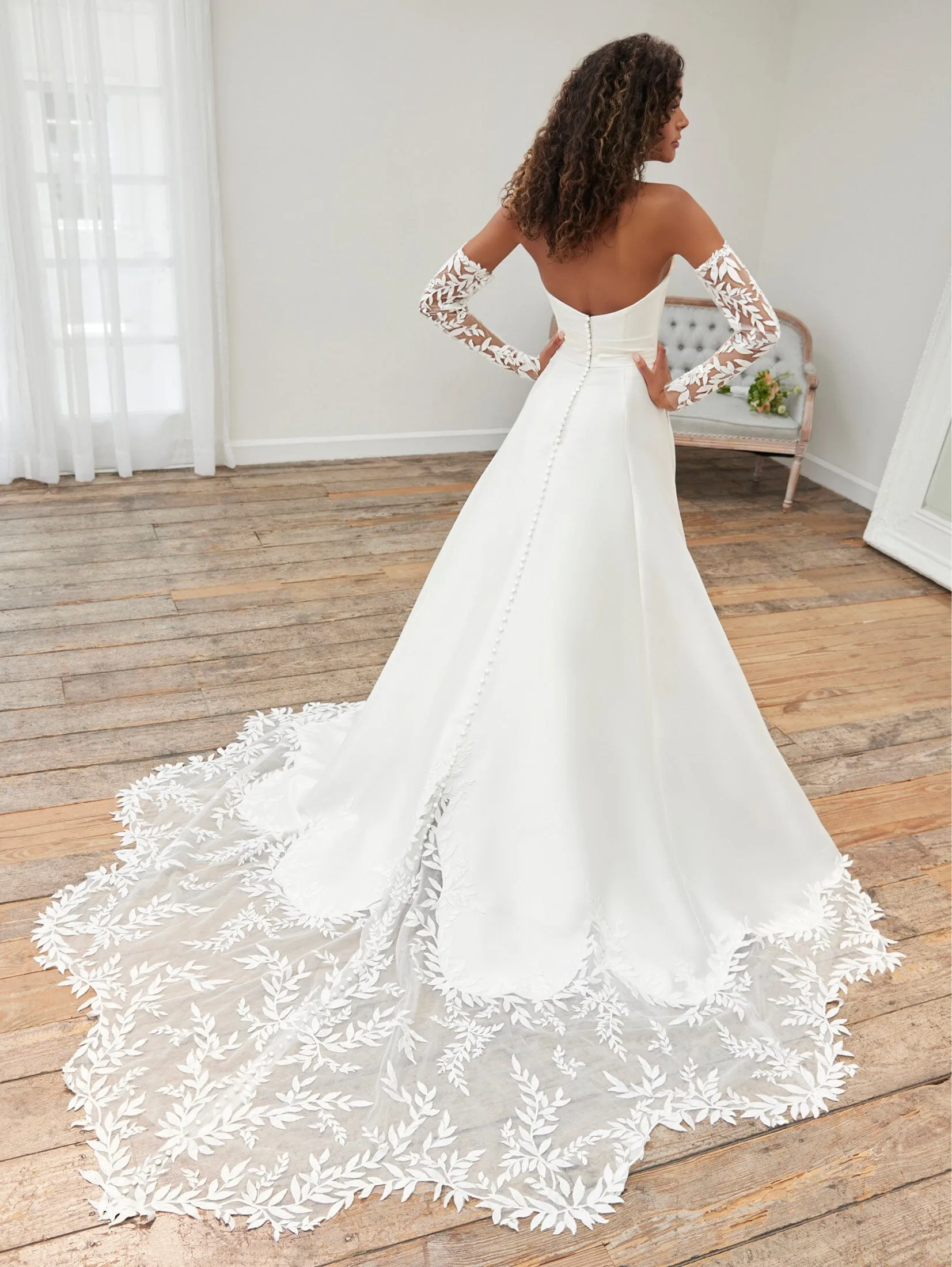 Strapless Long Sleeve Bridal Gown by Adrianna Papell 31254