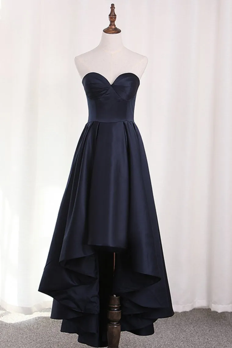Sweetheart A Line Evening Dresses Satin With Ruffles Asymmetrical