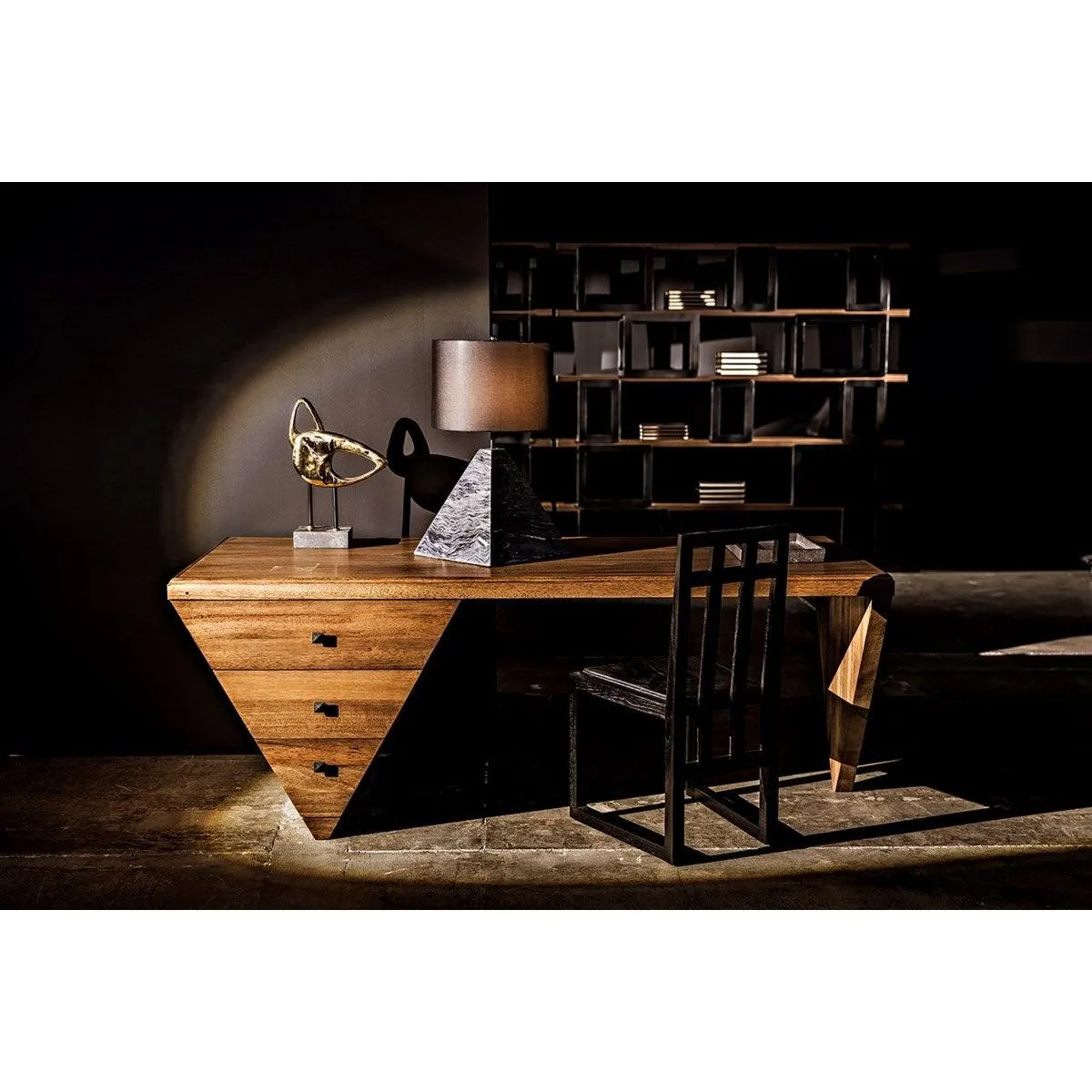 Tetramo Desk, Dark Walnut by Noir