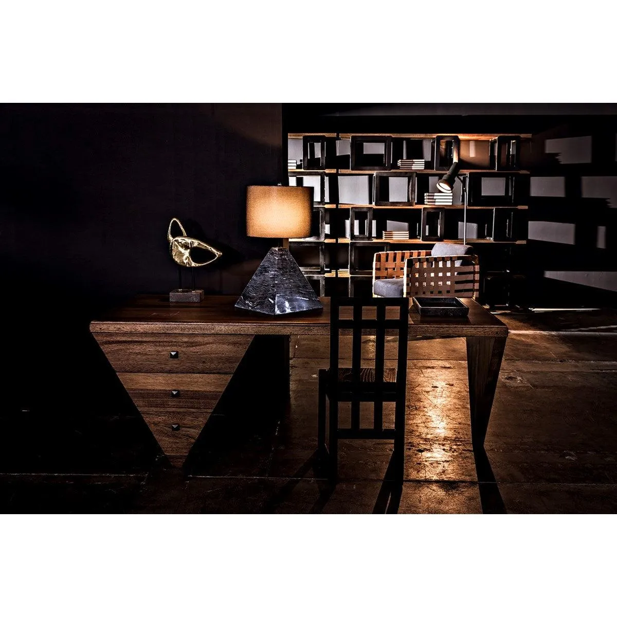 Tetramo Desk, Dark Walnut by Noir