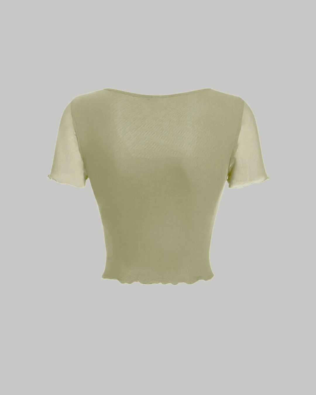 Tie Front Square Neck Crop Top In Green