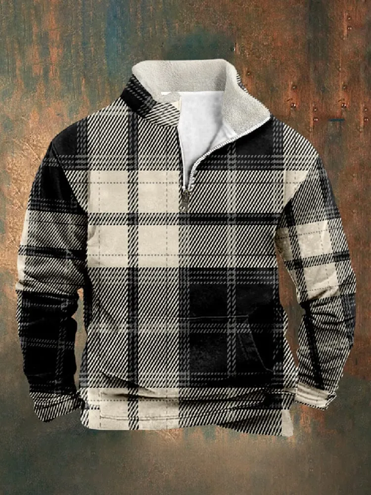 Vintage Comfy Plaid Sweatshirt