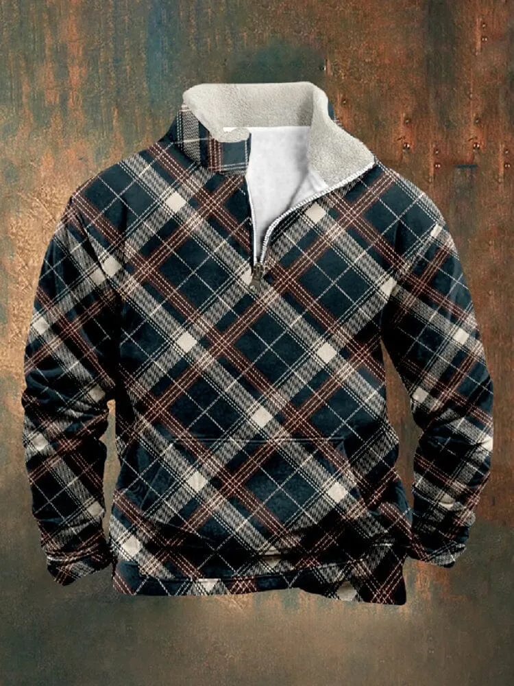 Vintage Comfy Plaid Sweatshirt