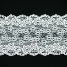 White Floral Stretch Raschel Lace Trim 170mm