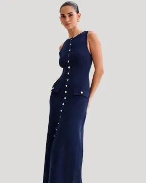 Women's Form-Fitting Sleeveless Knit Maxi Dress - Elegant & Versatile